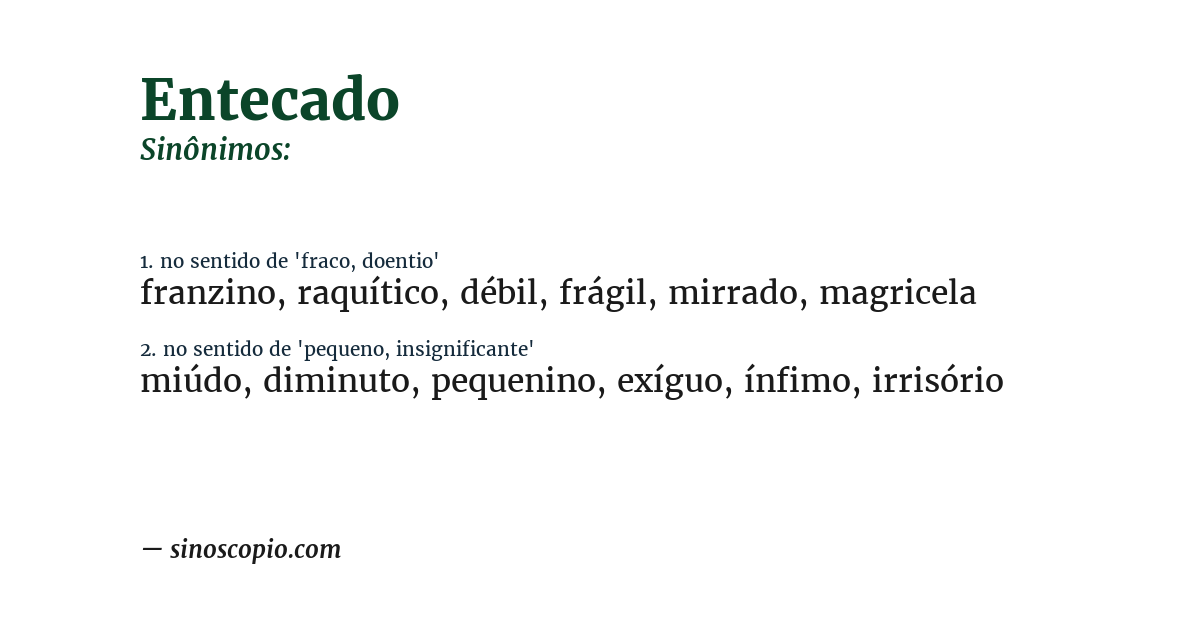 Sinônimo de entecado