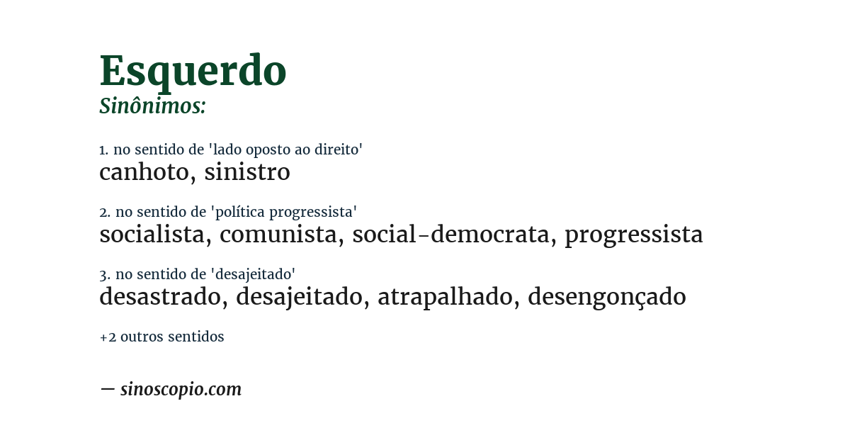 Sinônimo de esquerdo