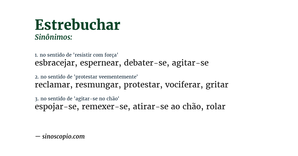 Sinônimo de estrebuchar