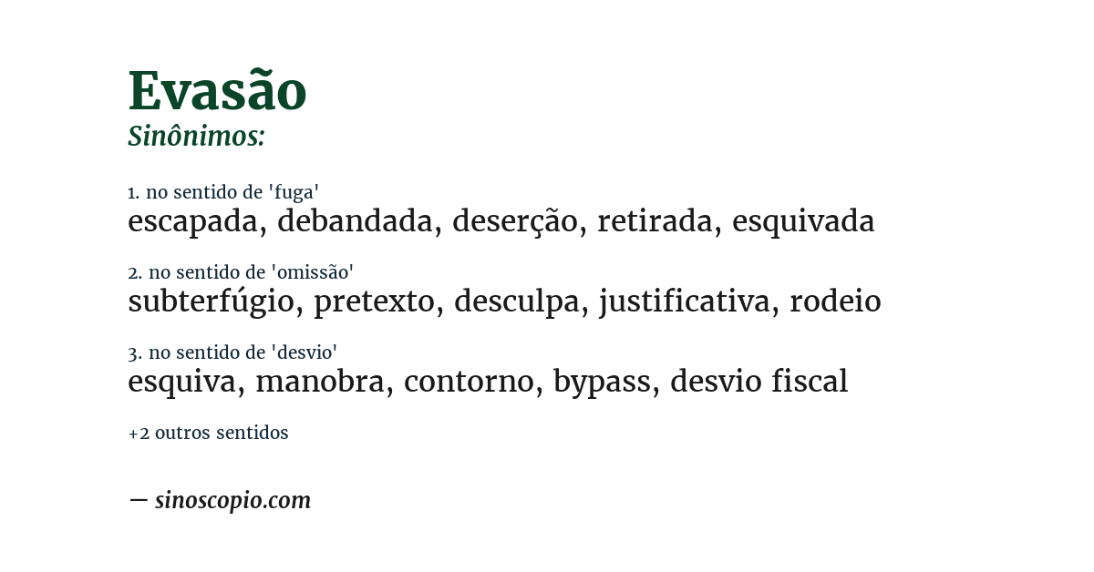 Sinônimo de evasão