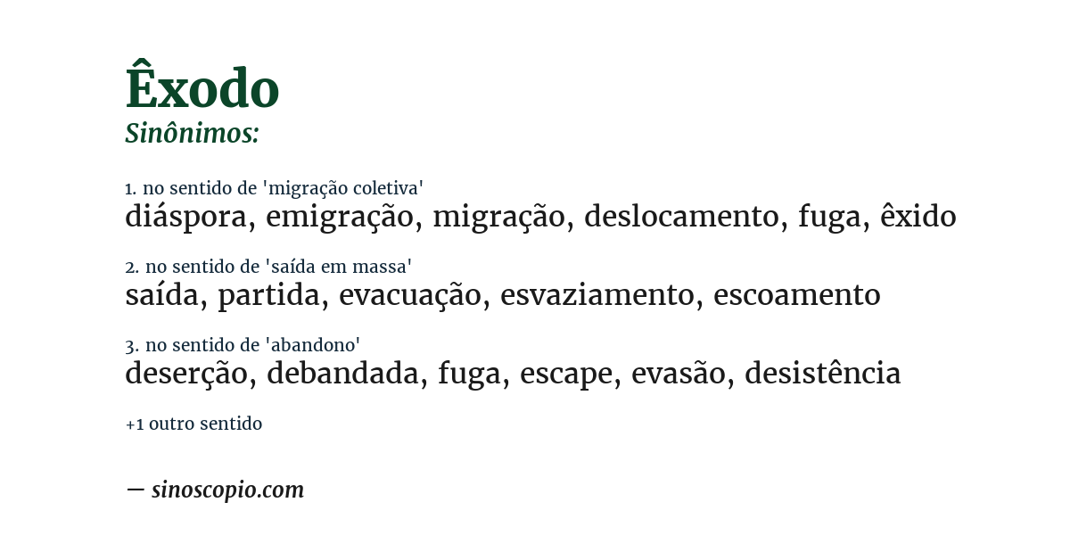 Sinônimo de êxodo
