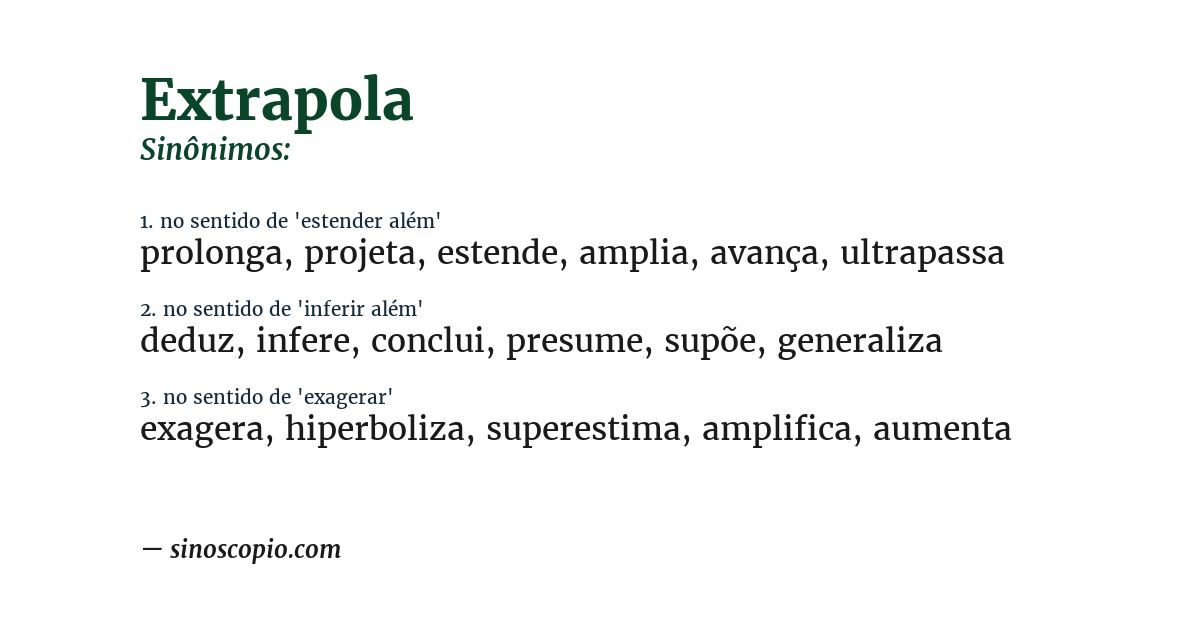 Sinônimo de extrapola