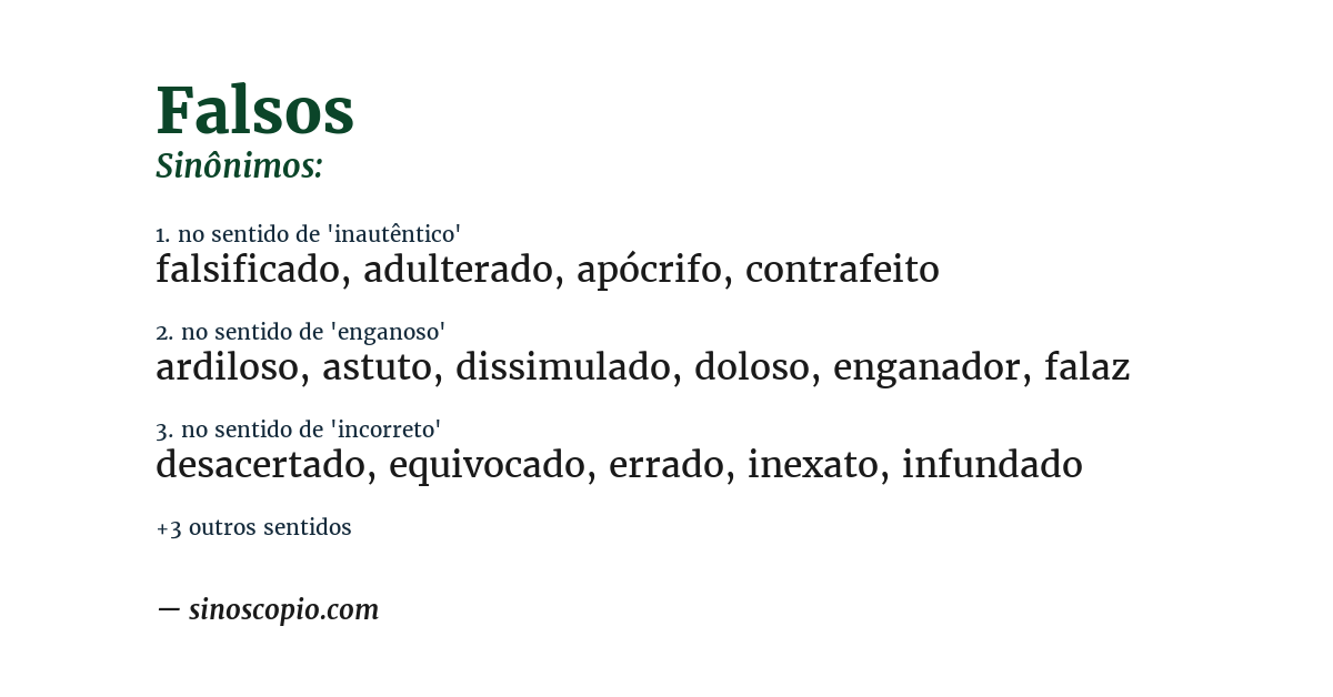 Sinônimo de falsos