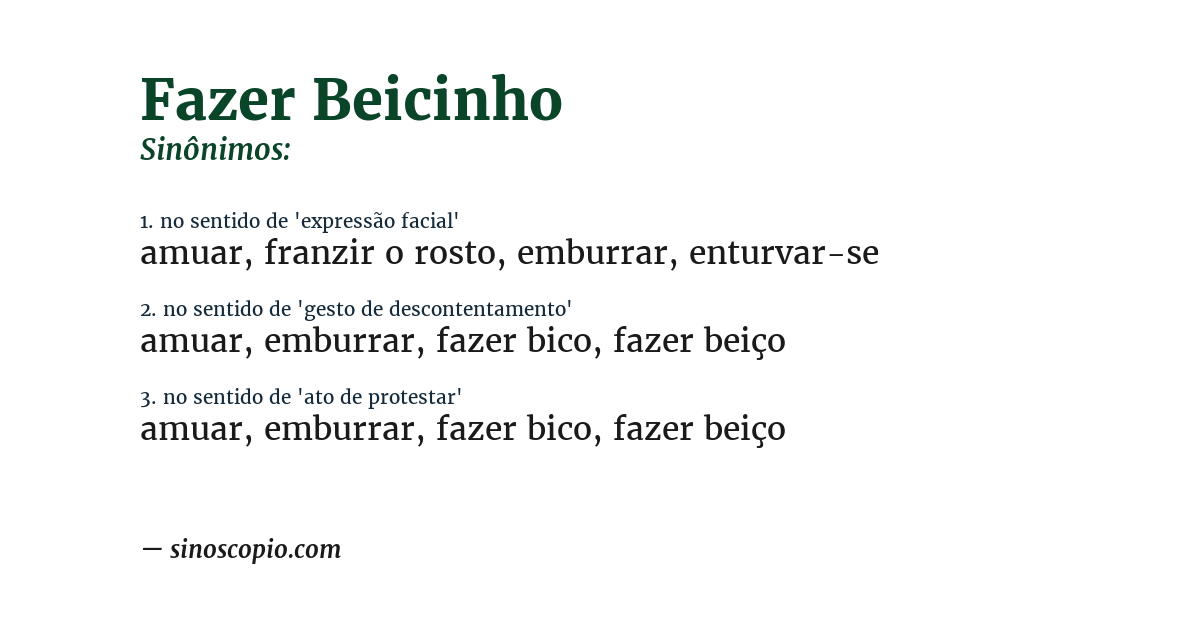 Sinônimo de fazer beicinho