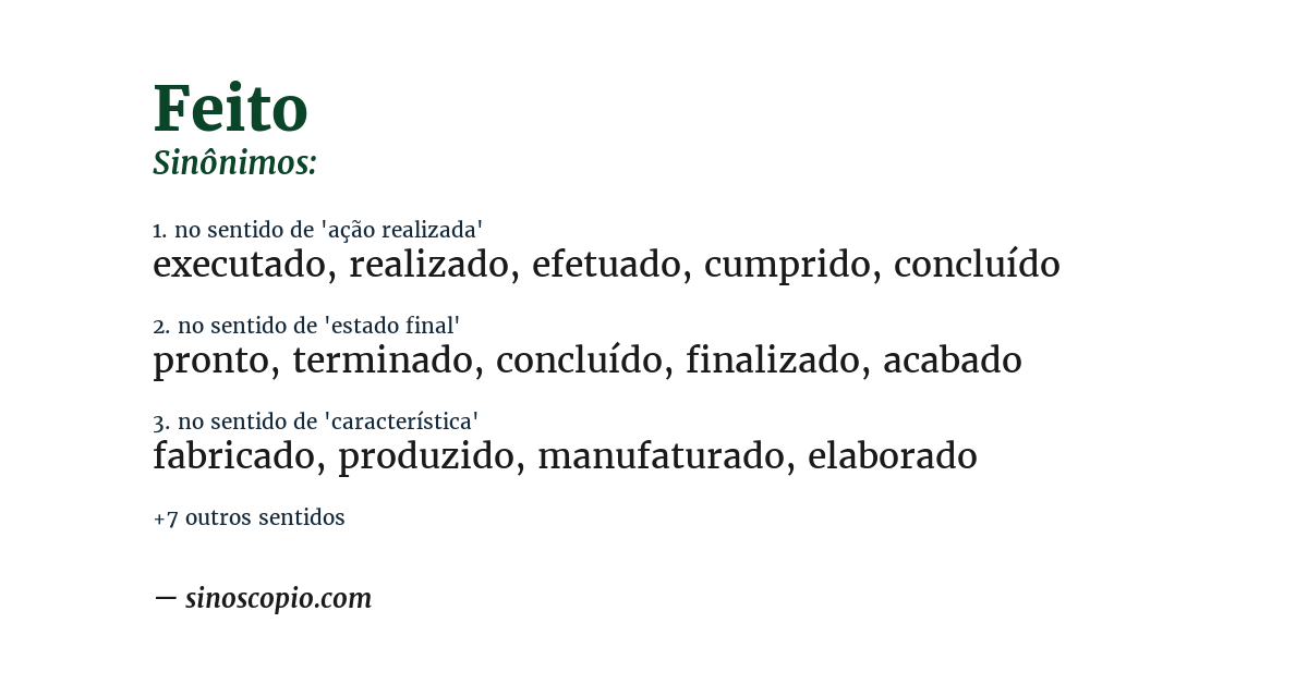 Sinônimo de feito