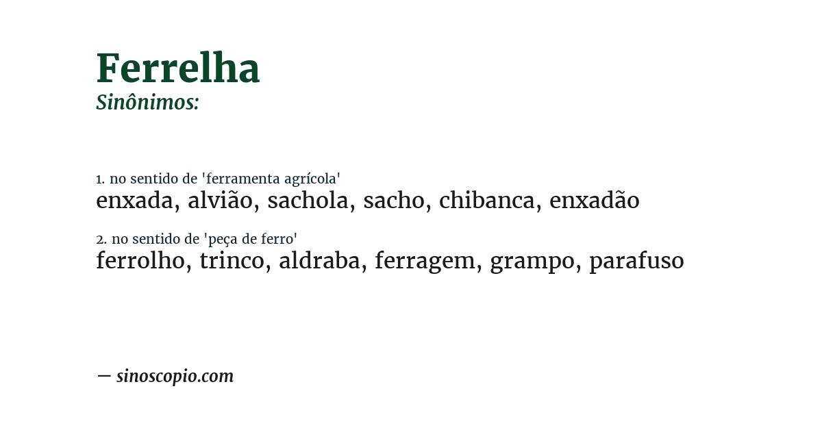 Sinônimo de ferrelha