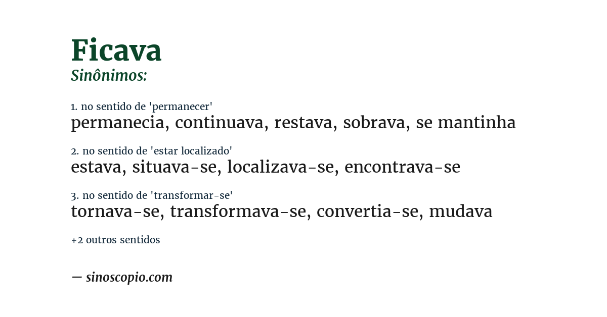 Sinônimo de ficava
