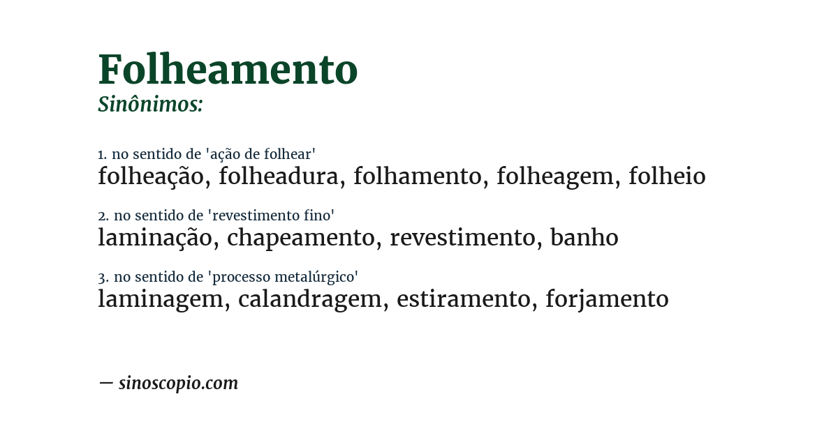 Sinônimo de folheamento