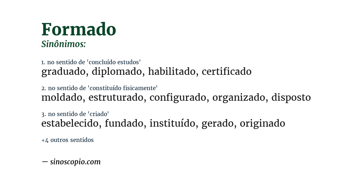 Sinônimo de formado