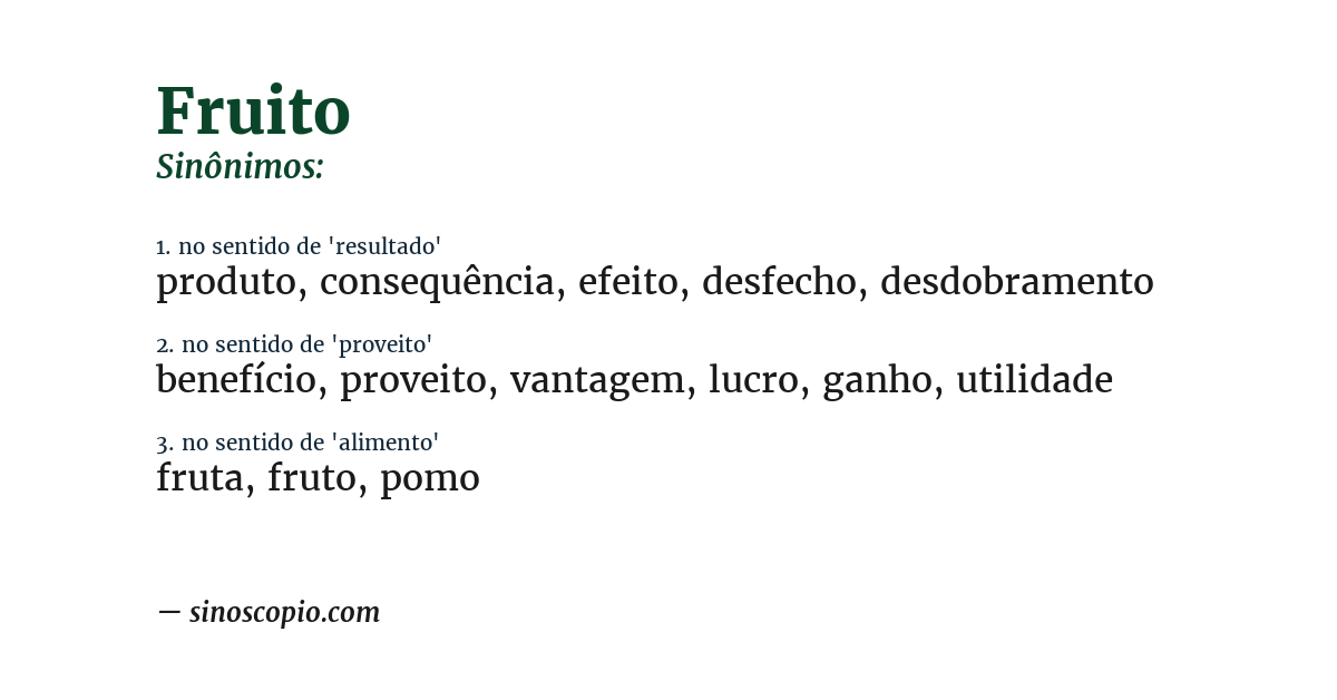 Sinônimo de fruito