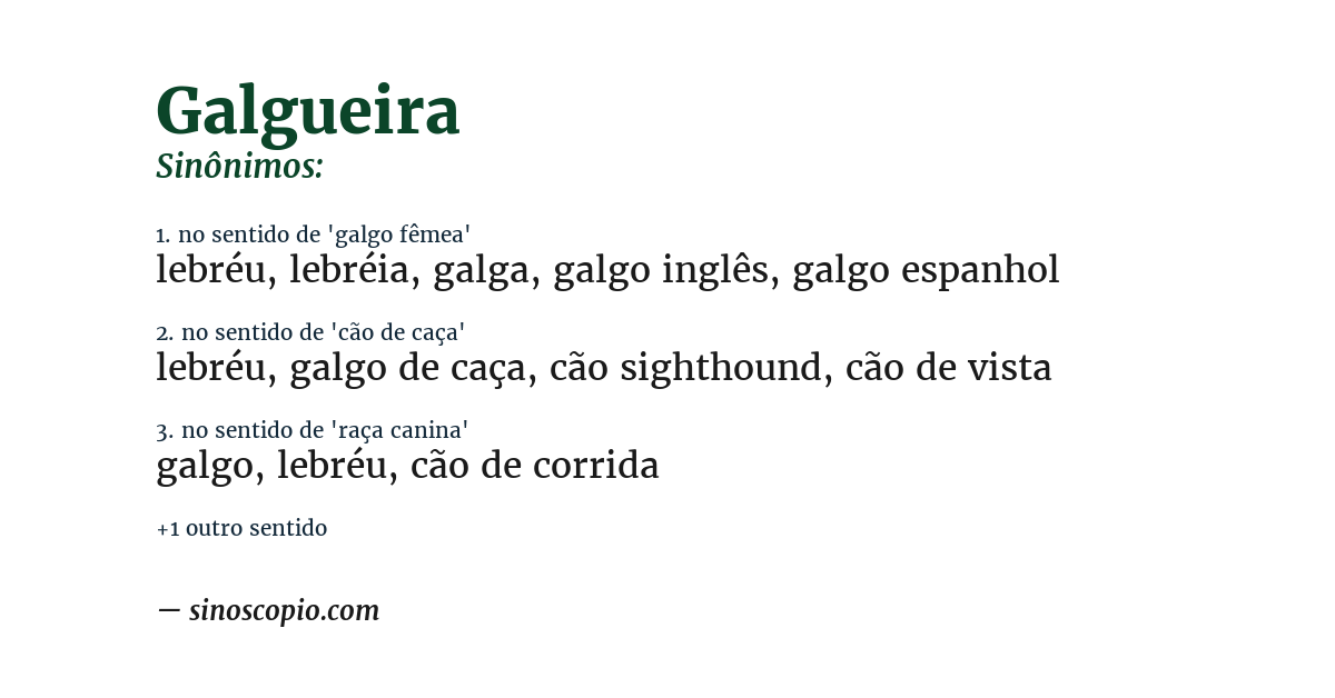 Sinônimo de galgueira