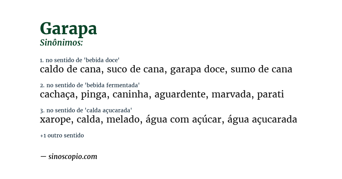 Sinônimo de garapa