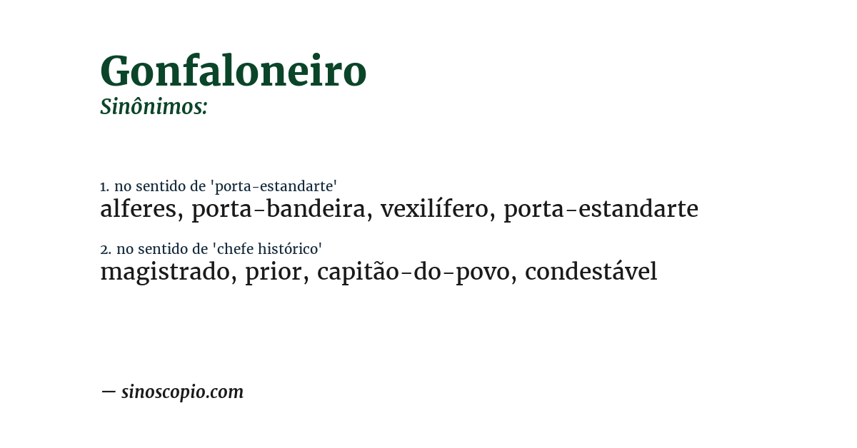 Sinônimo de gonfaloneiro