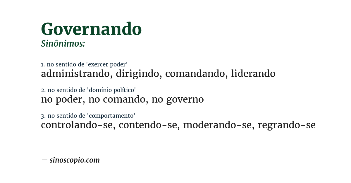 Sinônimo de governando