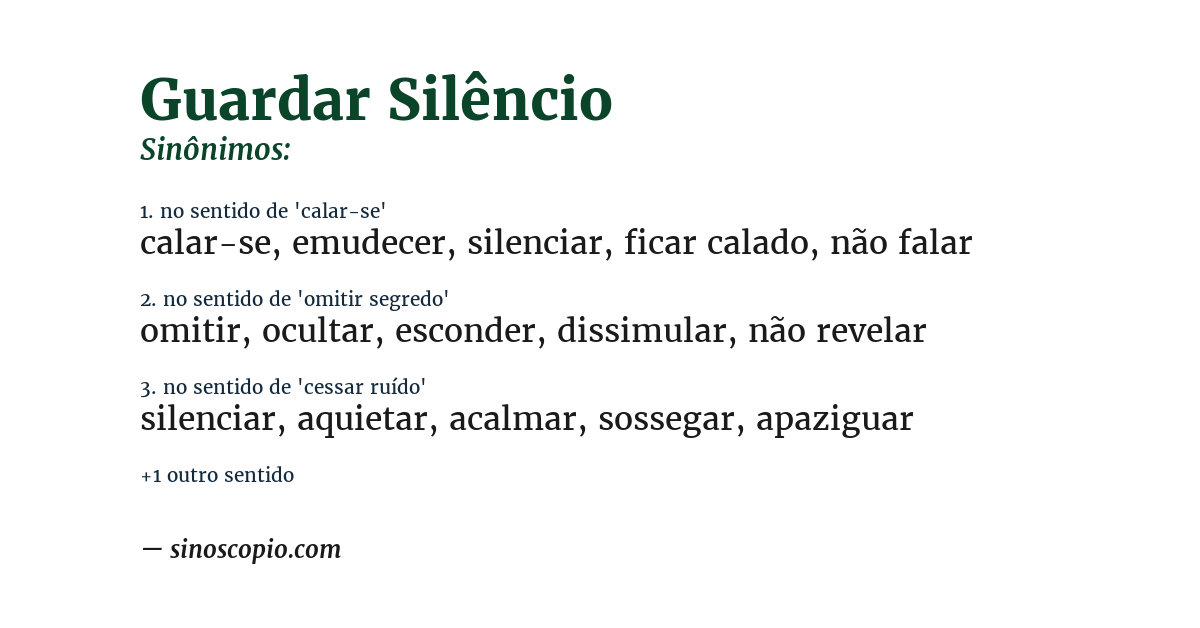 Sinônimo de guardar silêncio