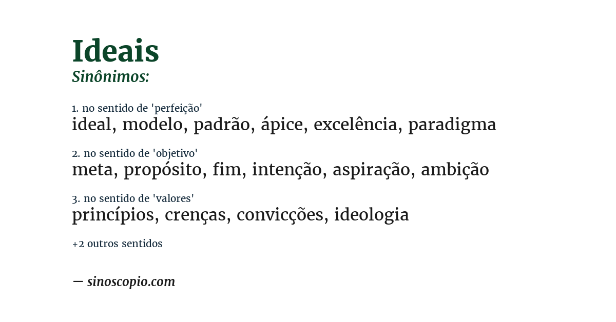 Sinônimo de ideais