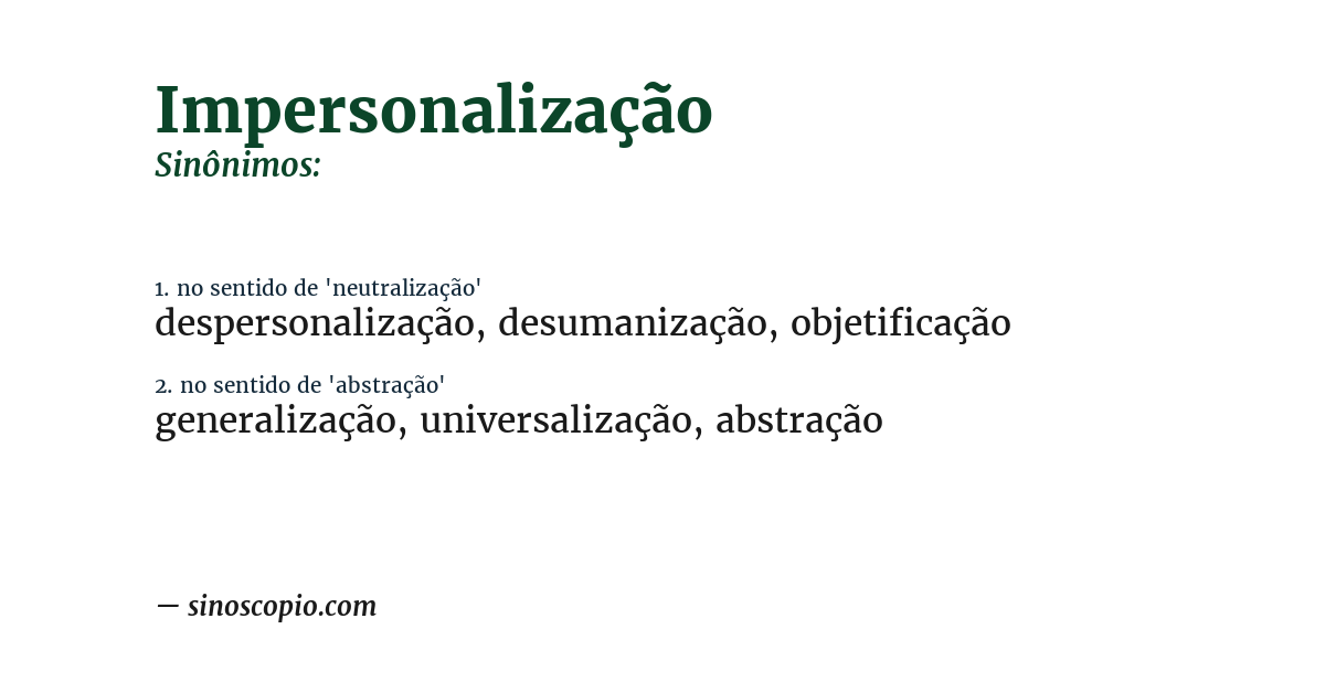 Sinônimo de impersonalização