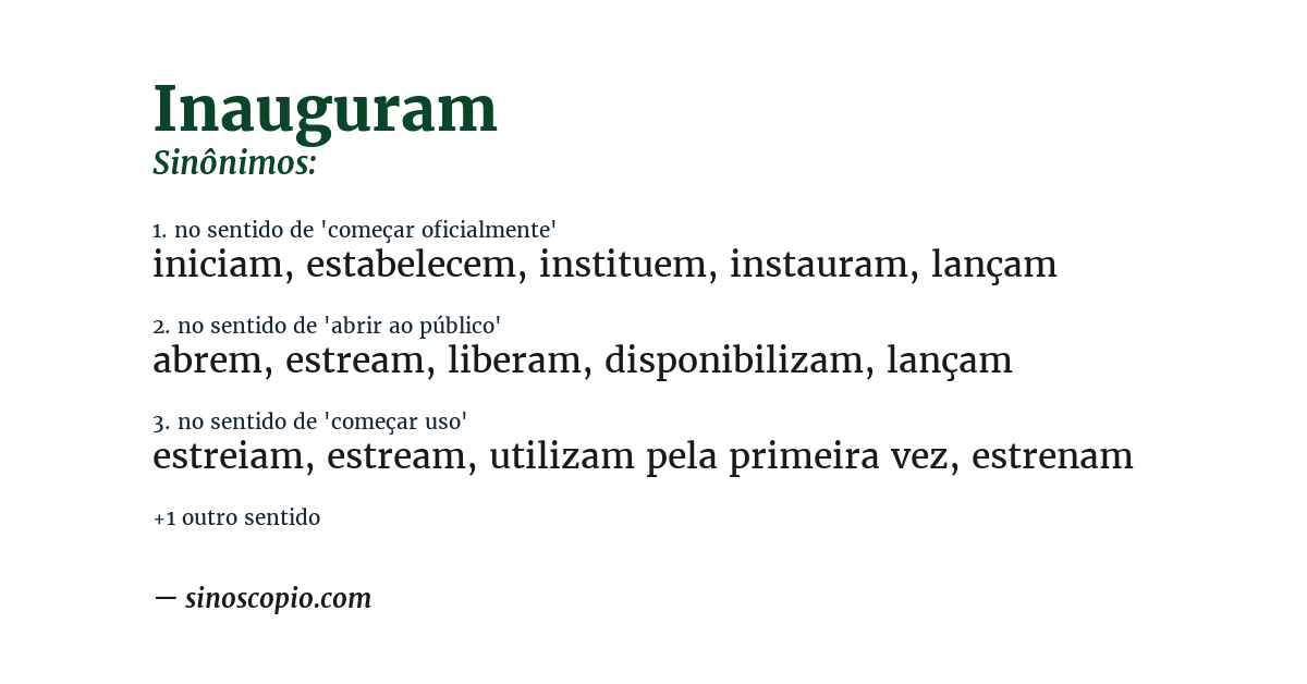 Sinônimo de inauguram