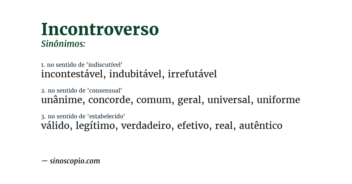 Sinônimo de incontroverso