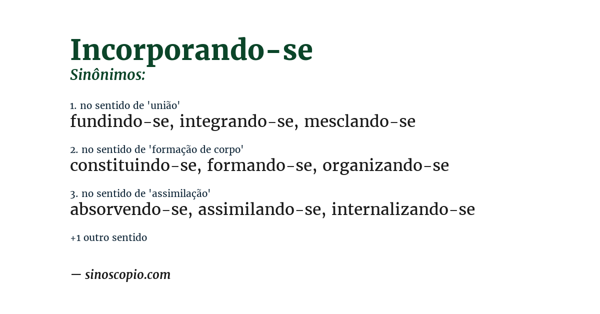 Sinônimo de incorporando-se