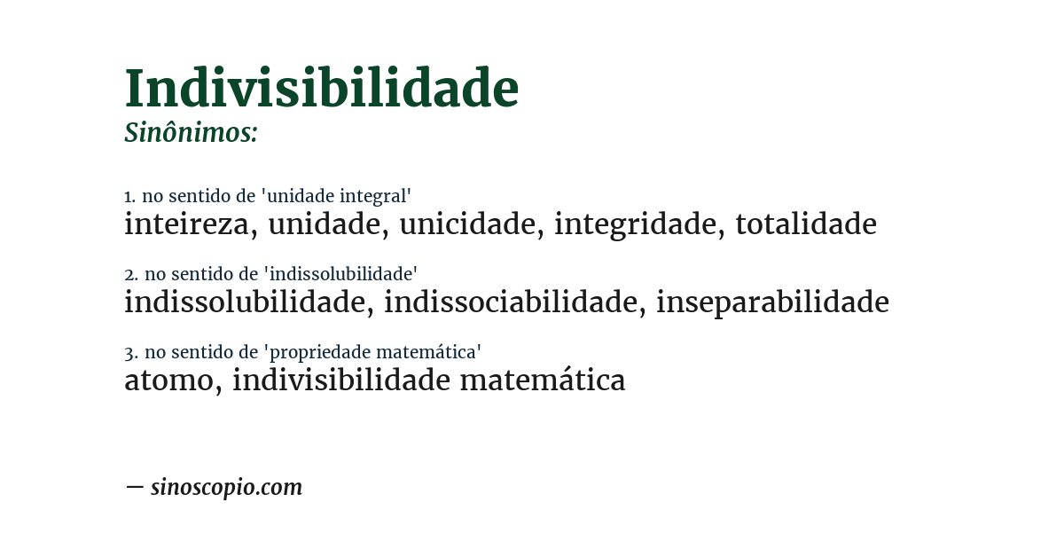 Sinônimo de indivisibilidade