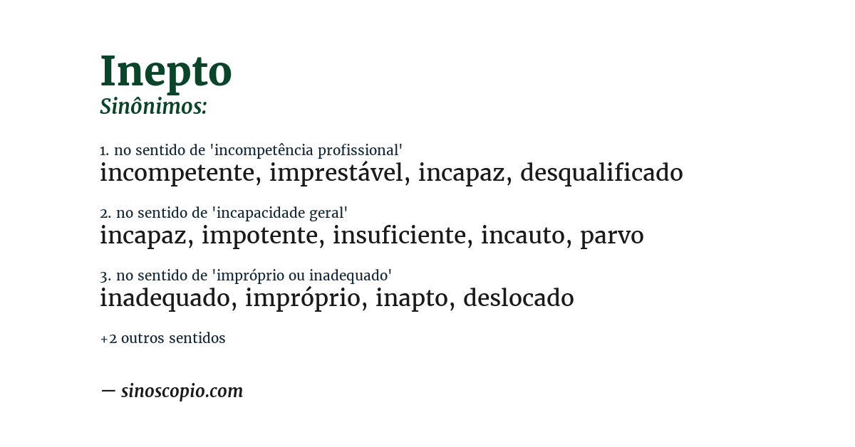 Sinônimo de inepto