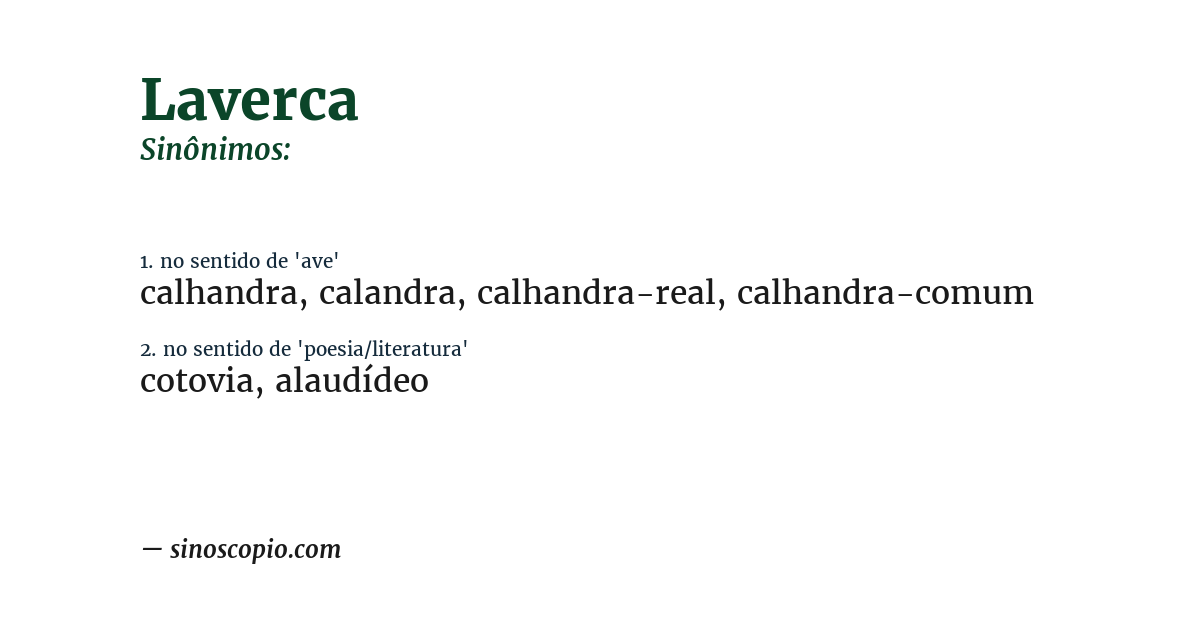 Sinônimo de laverca