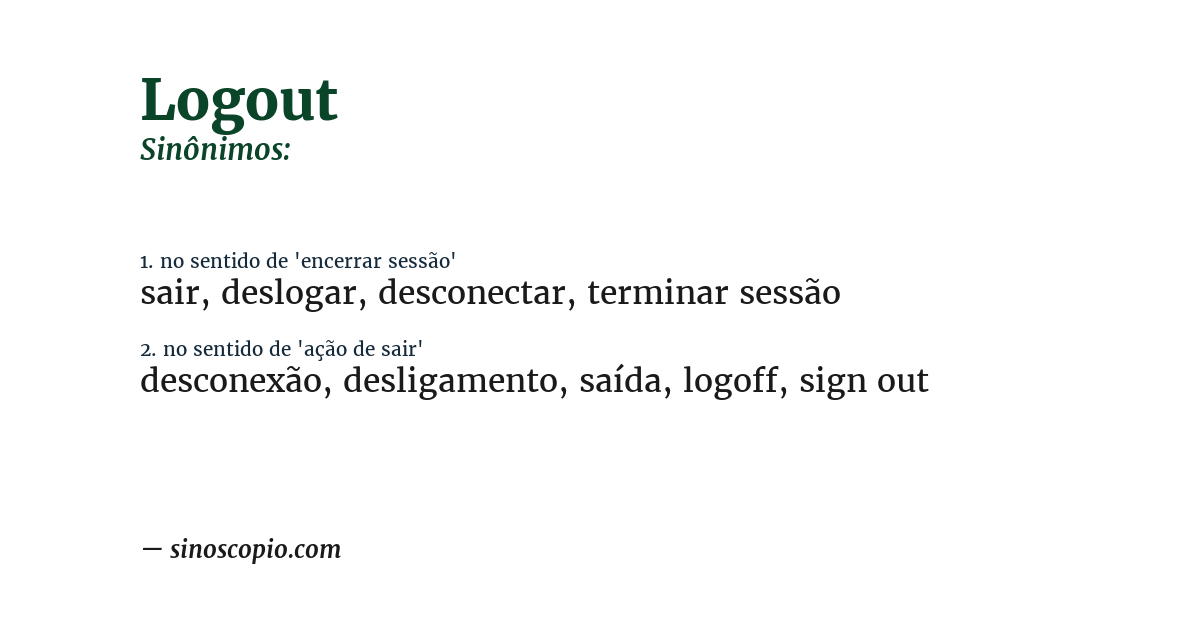 Sinônimo de logout