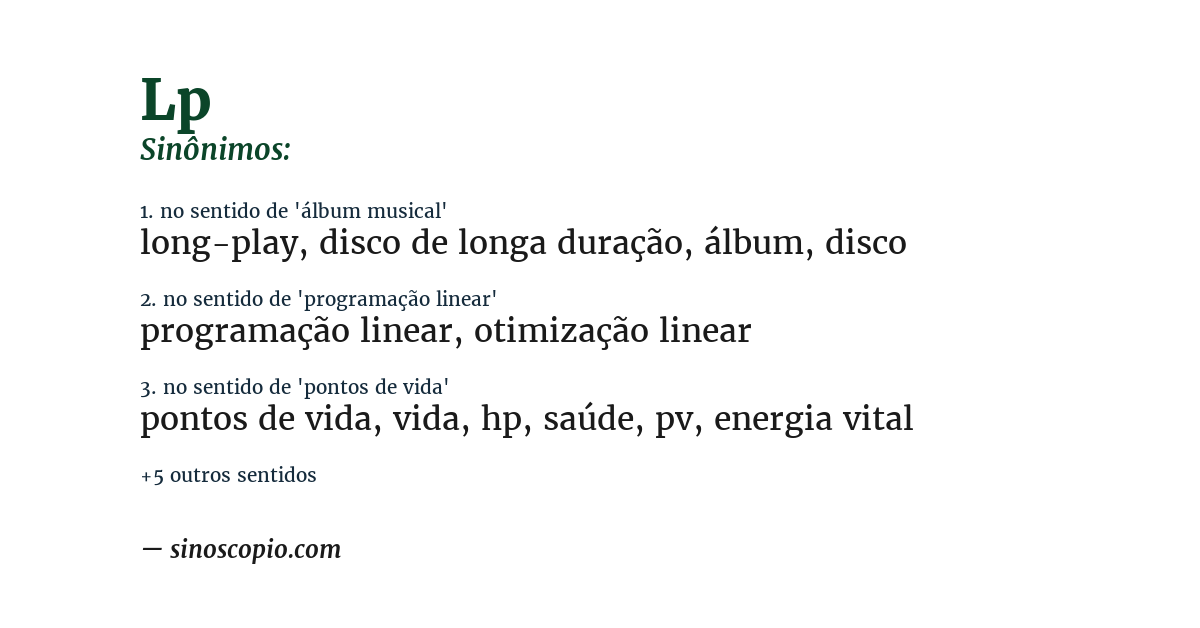 Sinônimo de lp