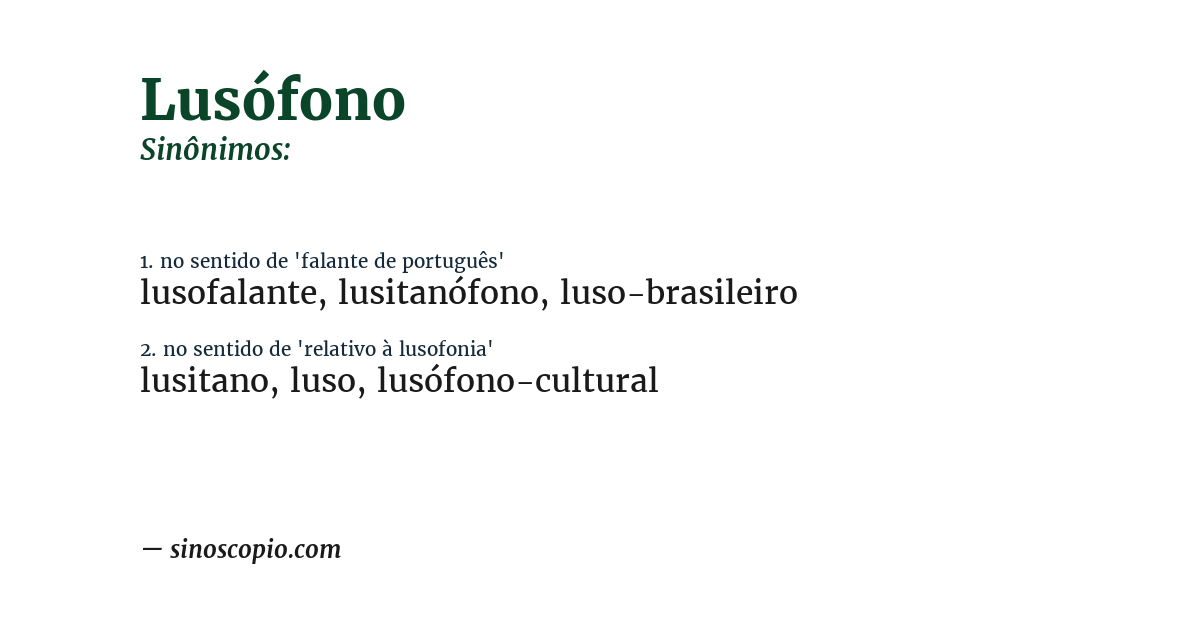 Sinônimo de lusófono