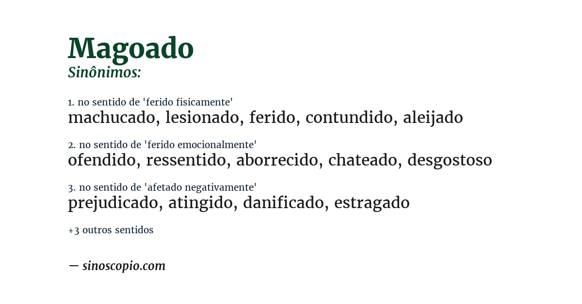 Sinônimo de magoado