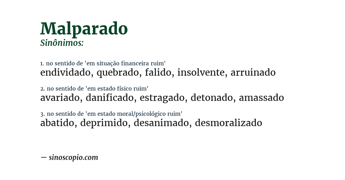 Sinônimo de malparado