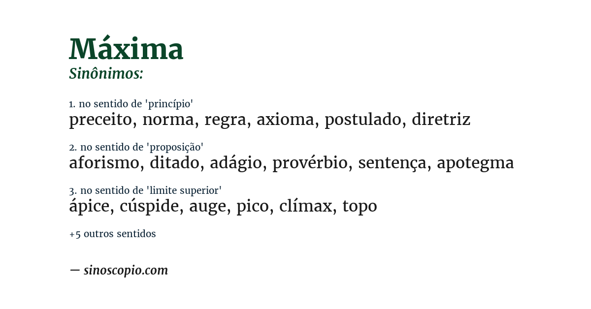 Sinônimo de máxima