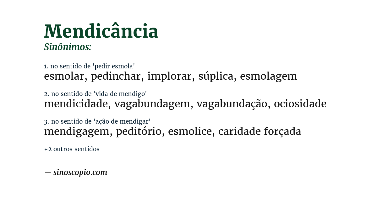 Sinônimo de mendicância