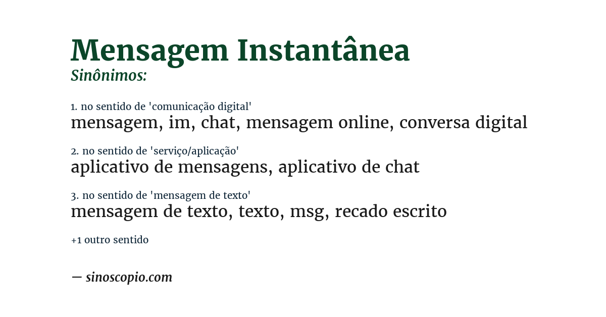 Sinônimo de mensagem instantânea