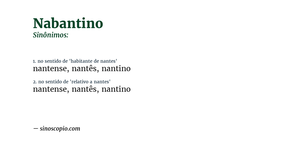 Sinônimo de nabantino
