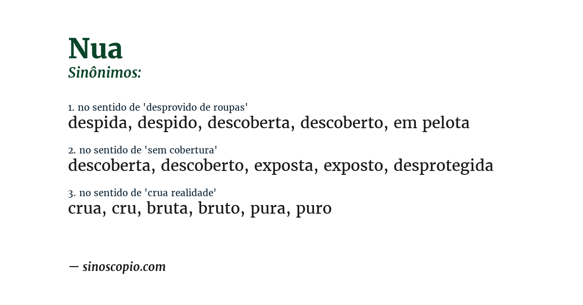Sinônimo de nua
