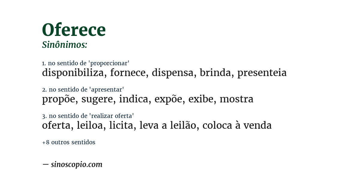 Sinônimo de oferece
