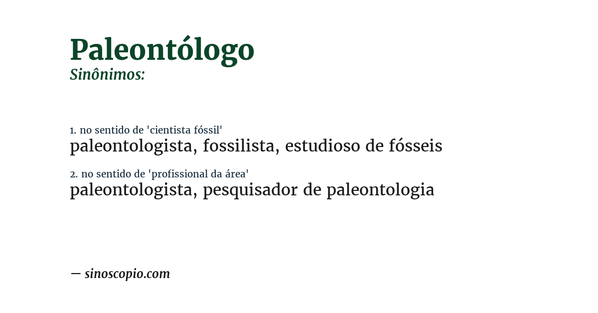 Sinônimo de paleontólogo