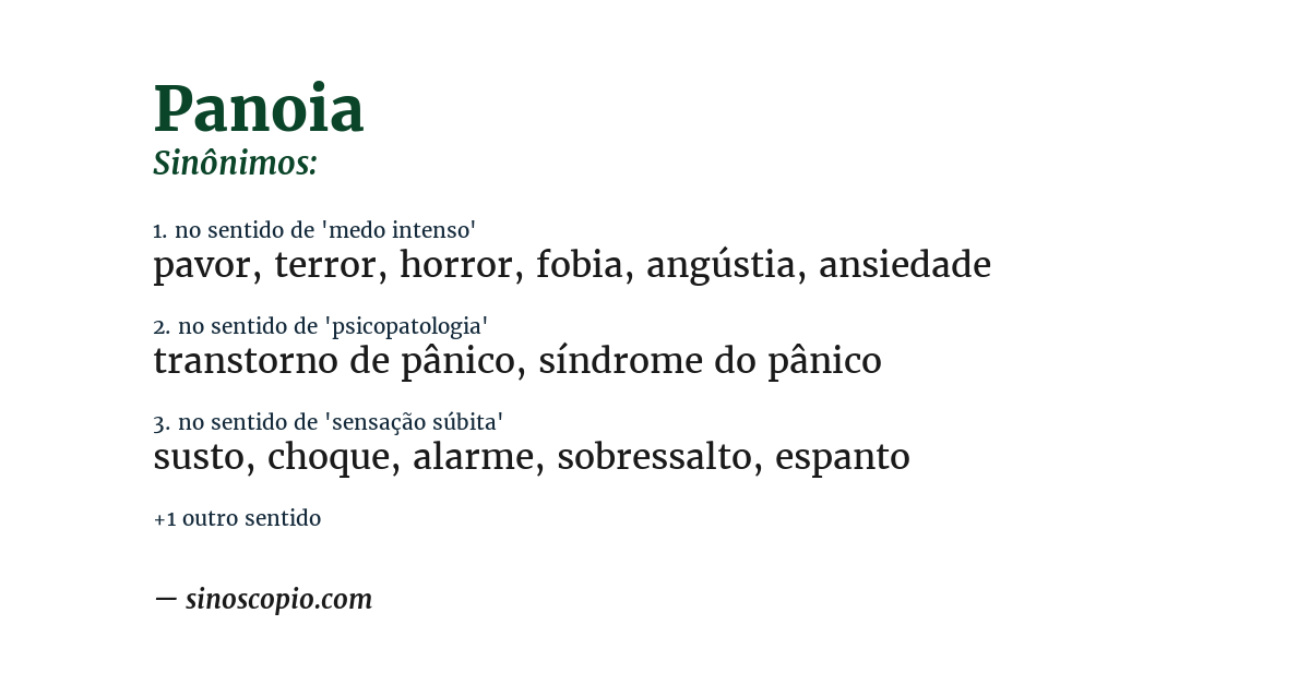 Sinônimo de panoia