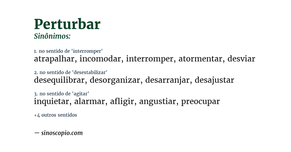 Sinônimo de perturbar