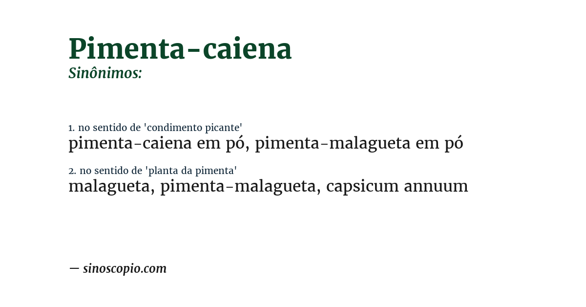 Sinônimo de pimenta-caiena