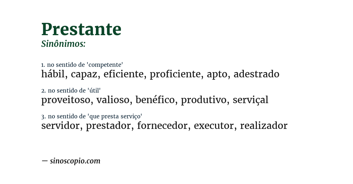 Sinônimo de prestante
