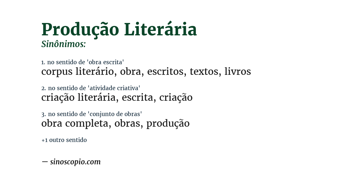 Sinônimo de produção literária