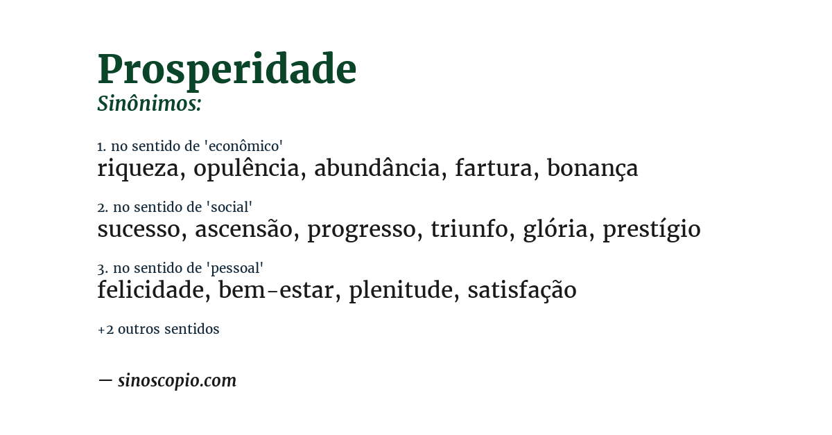 Sinônimo de prosperidade