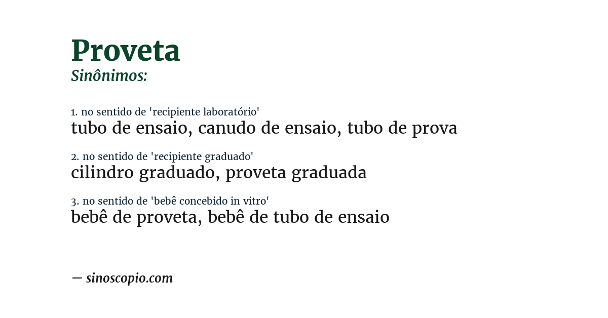 Sinônimo de proveta