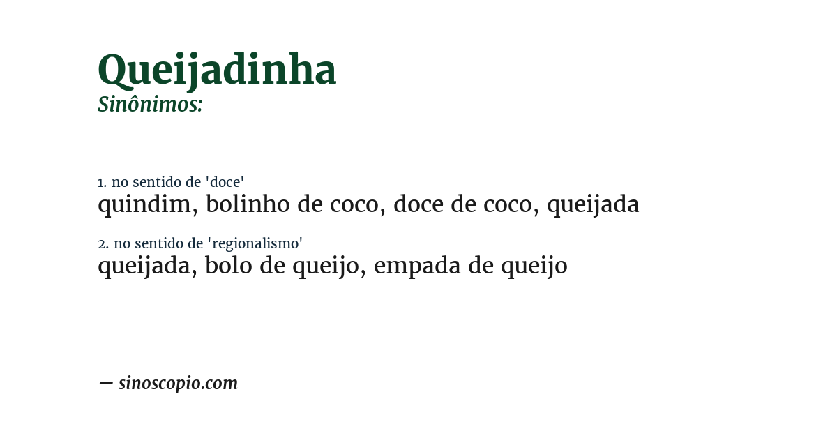 Sinônimo de queijadinha