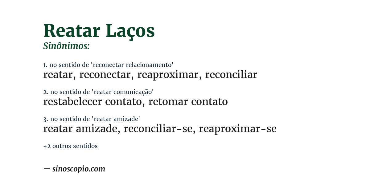 Sinônimo de reatar laços