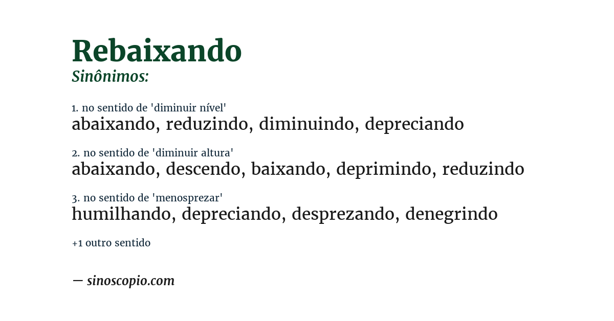 Sinônimo de rebaixando