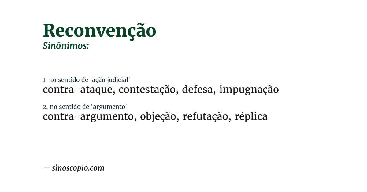 Sinônimo de reconvenção